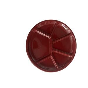Williams Sonoma Belvedere pomegranite red divided fondue plates set of 6 holiday